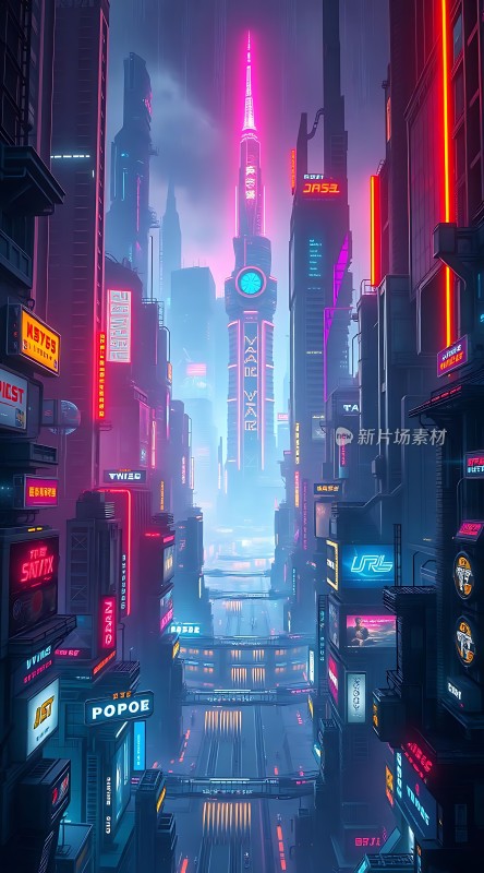 霓虹灯下的未来都市