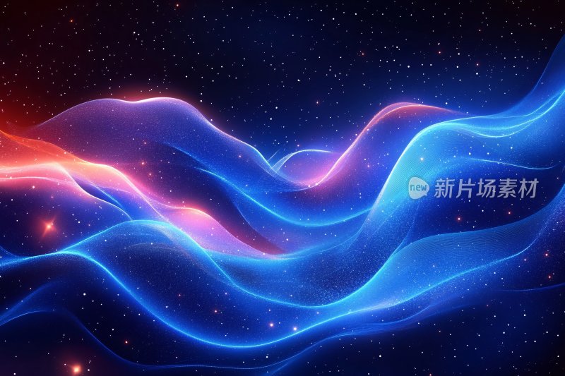 梦幻炫彩星空波浪背景