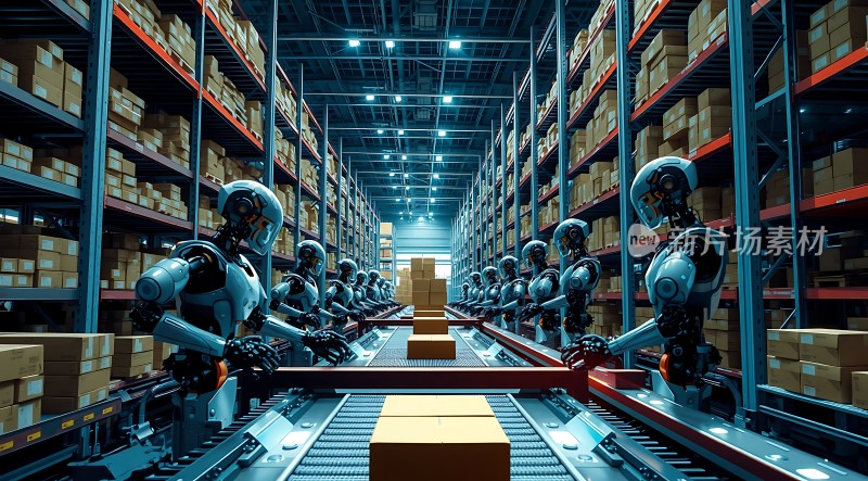 智能机器人仓库搬运货物
