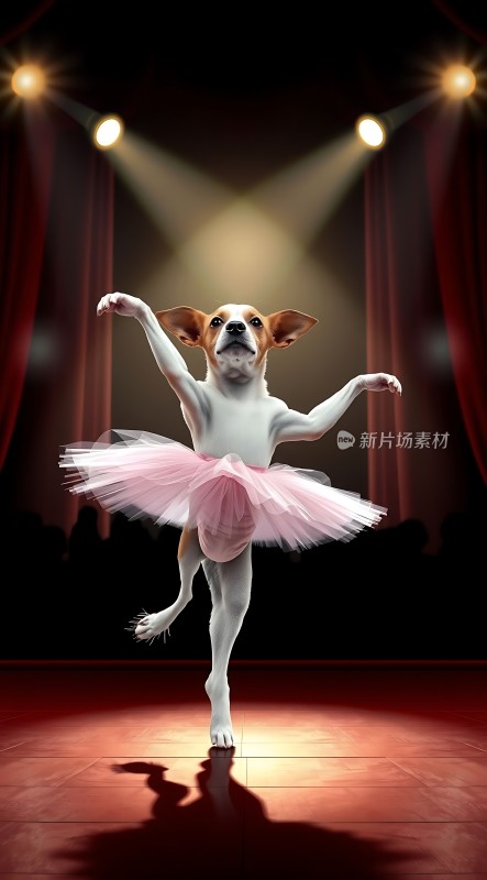 舞台上的小狗芭蕾舞者