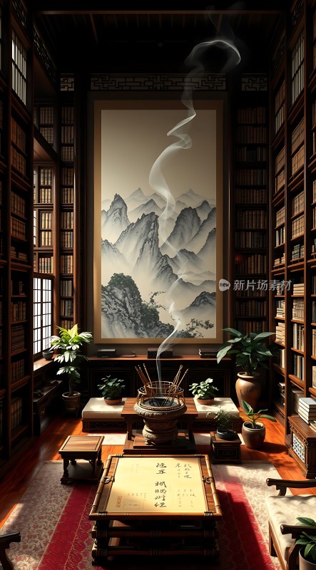 古风书房雅致宁静