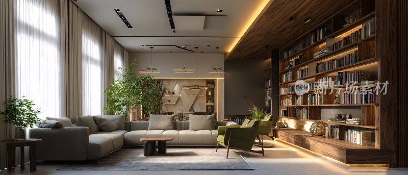 现代风格舒适客厅室内景象