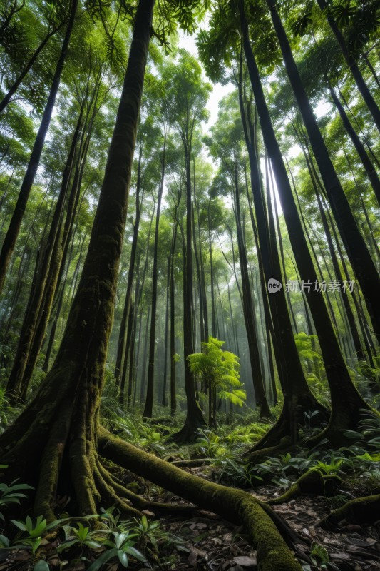 森林里的树木有很多绿叶高清风景图片