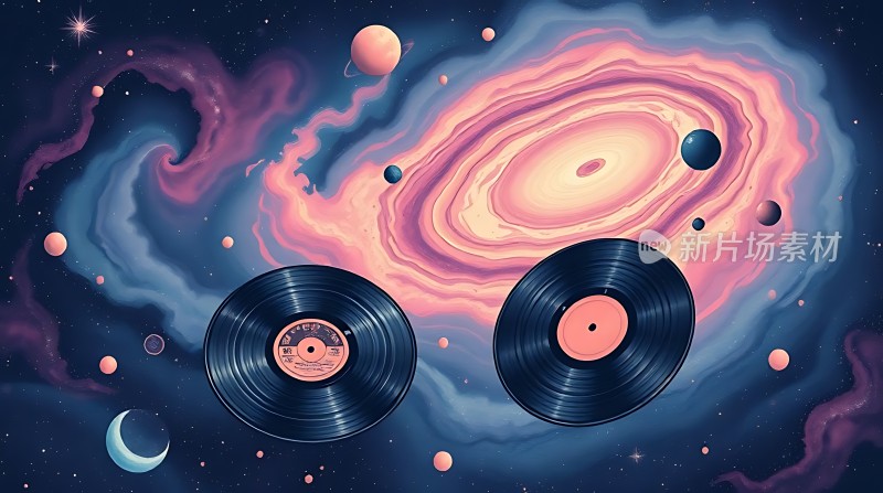 黑胶唱片与星系