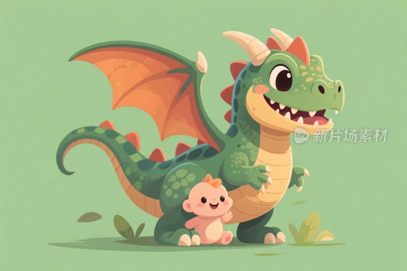 可爱卡通龙萌宠插画