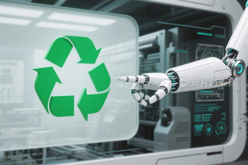 机器人与循环标志科技插画
