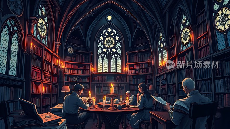 神秘图书馆里的学者们