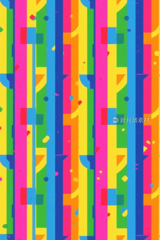 多彩几何条纹插画