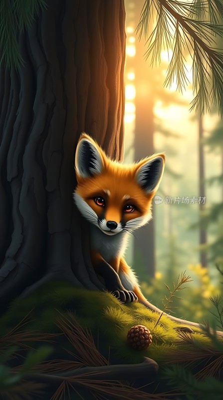 阳光下的森林小狐狸