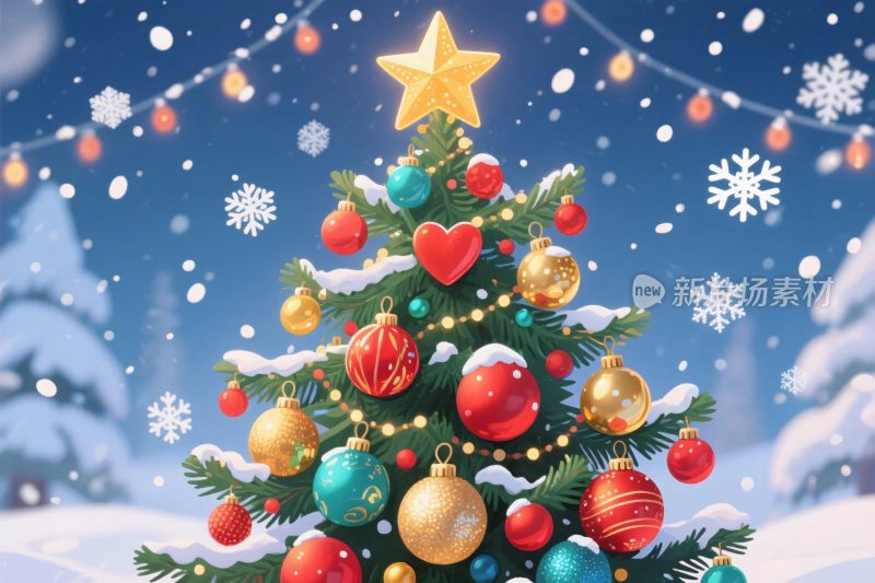 圣诞树装饰插画