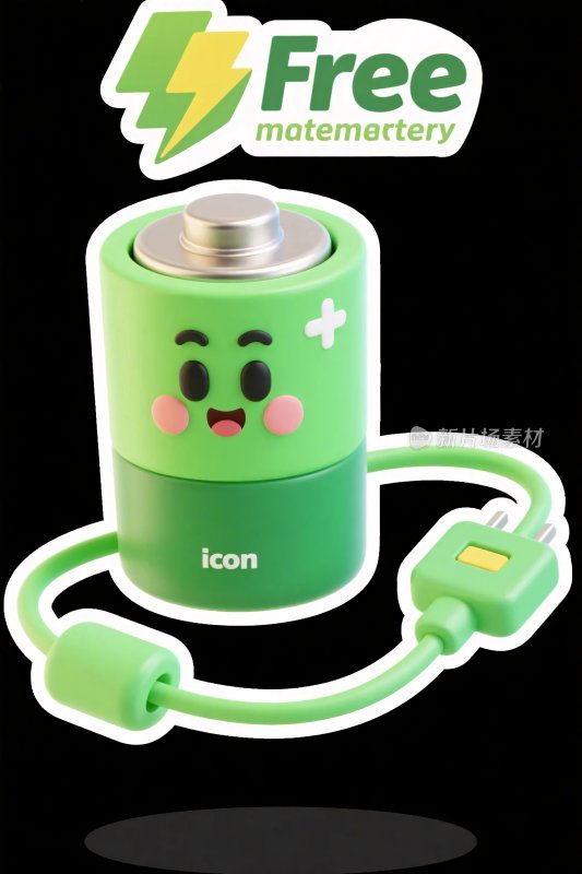 卡通电池图标插画