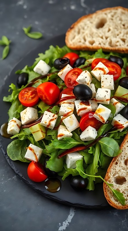 意式风味沙拉配奶酪和面包片