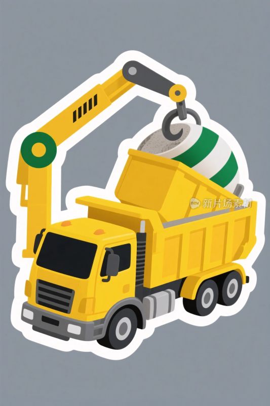 黄色自卸卡车插画