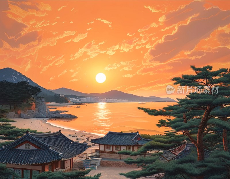 束草海滩日出美景