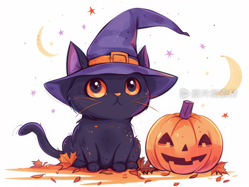 万圣节黑猫与南瓜