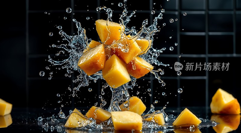 水果入水溅起美丽水花