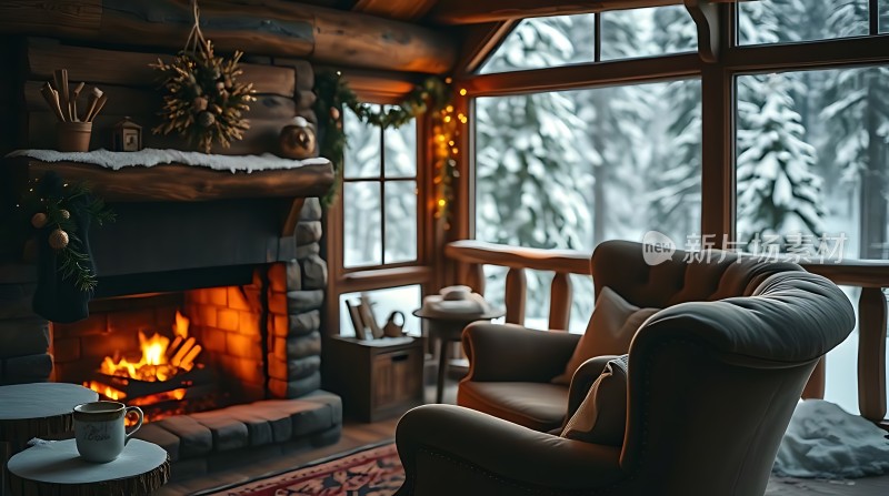 冬日暖炉旁的温馨小屋