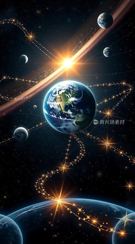 宇宙探索之旅地球与星河