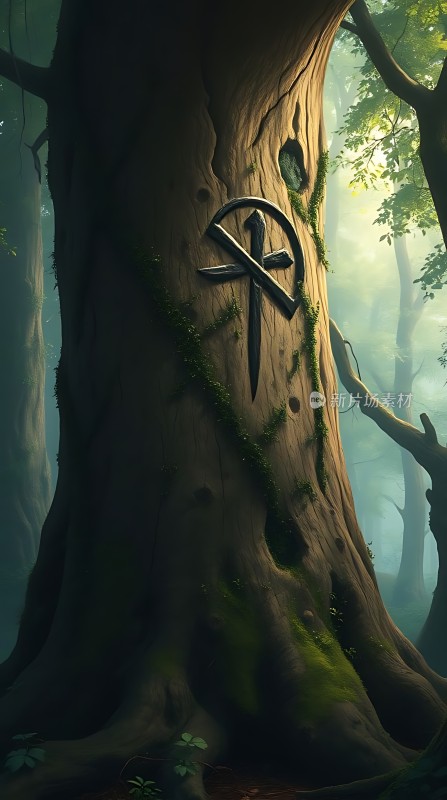 神秘森林中的古老树桩