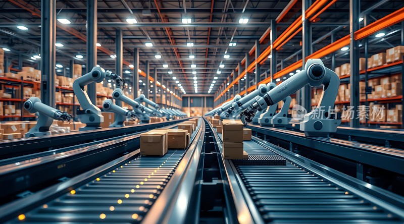 智能物流中心机器人搬运货物