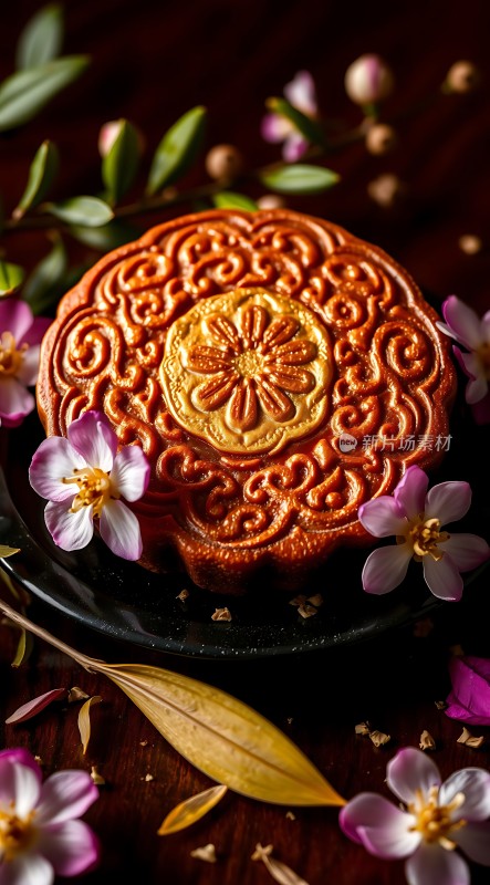 传统月饼花好月圆