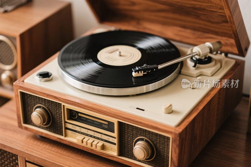 复古唱片机与黑胶唱片