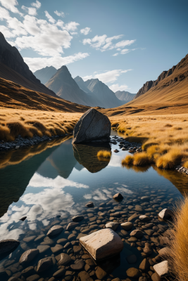 山中的一条河高清风景摄影图片