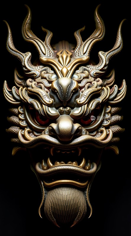 金光闪闪的龙面具威武霸气