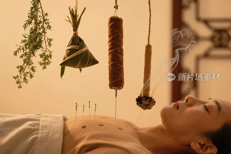 中医针灸理疗场景图
