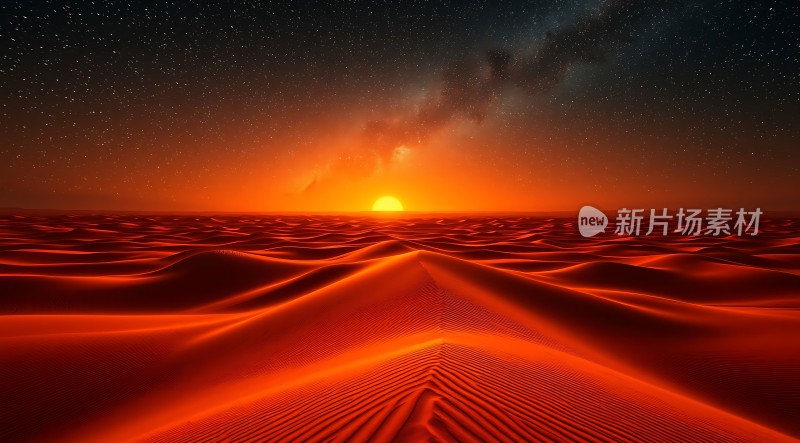 火星日落红色沙漠与星空奇景