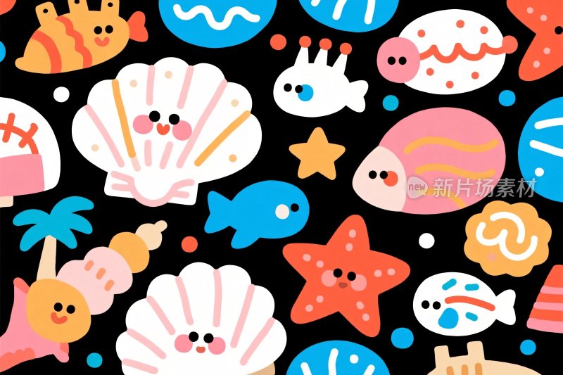 卡通海洋生物插画
