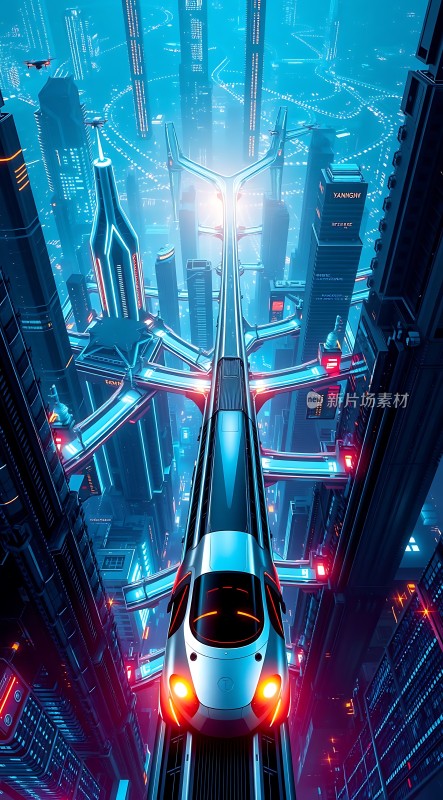 未来城市高速列车穿越科技都市