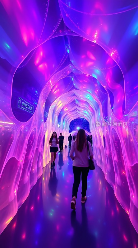 霓虹隧道漫步光影交织的梦幻之旅