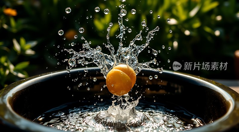 橙子入水水花四溅