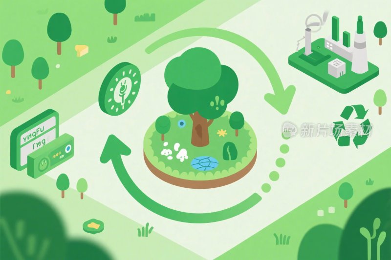 绿色环保循环插画
