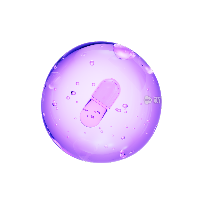 3D渲染精华微观分子水滴元素