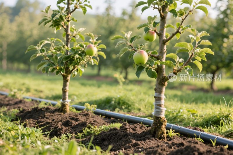 果园中的小苹果树