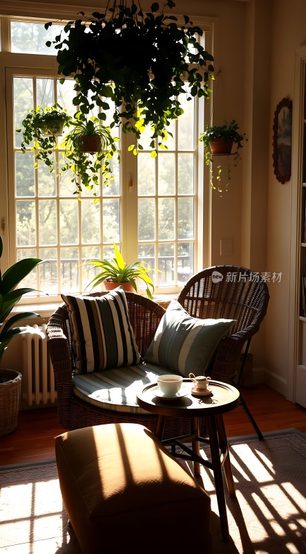 阳光午后绿意盎然温馨角落静享时光