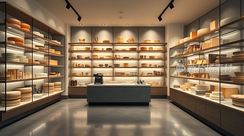 现代陶瓷精品店展示各种精美瓷器