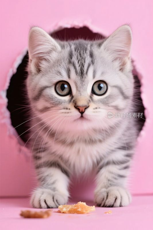 可爱小猫出洞摄影图