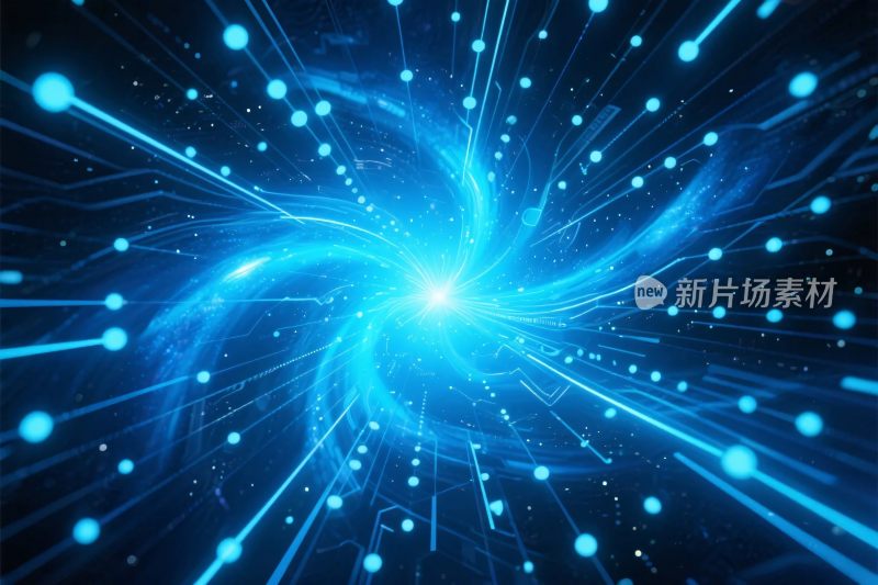 蓝色能量漩涡艺术插画