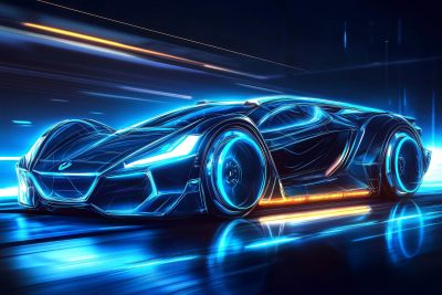 炫酷未来感霓虹跑车