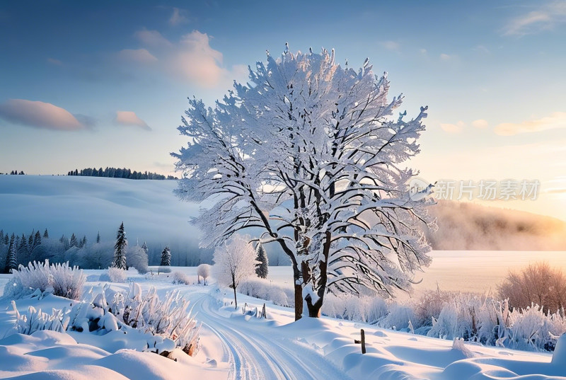 冬天冰雪天空自然风景