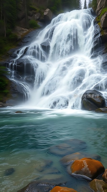 瀑布飞流直下碧波荡漾
