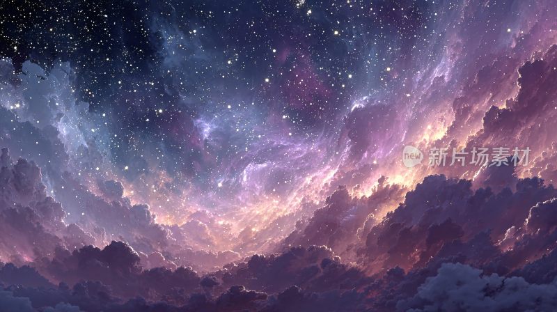 梦幻绚丽的星空云海景象