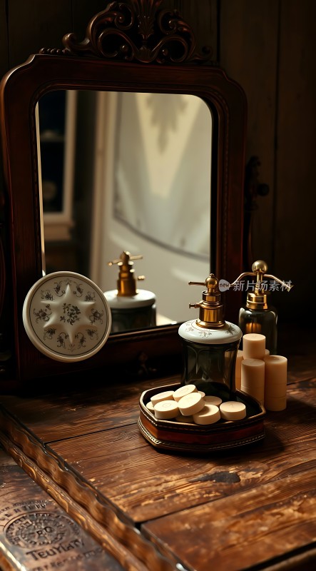 古董梳妆台上的精致装饰品
