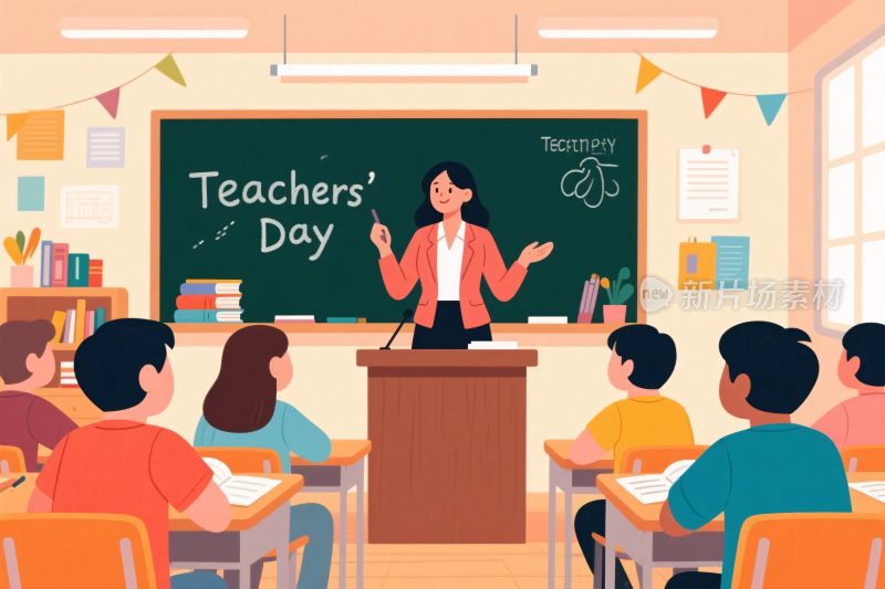 教师节课堂插画
