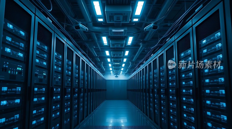 科技感十足的数据中心内部景象