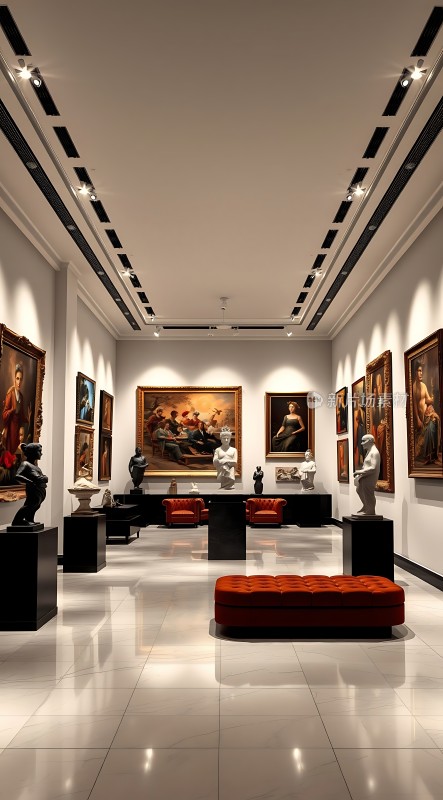 艺术殿堂经典画作与雕塑共舞
