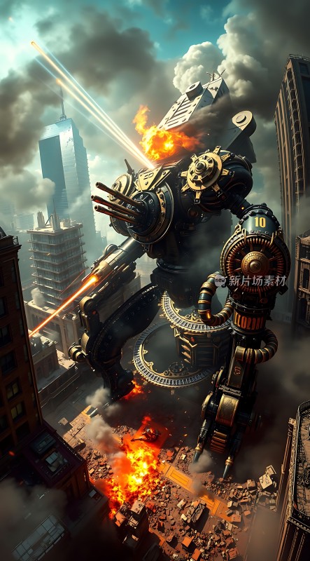 机械巨人战火中的城市